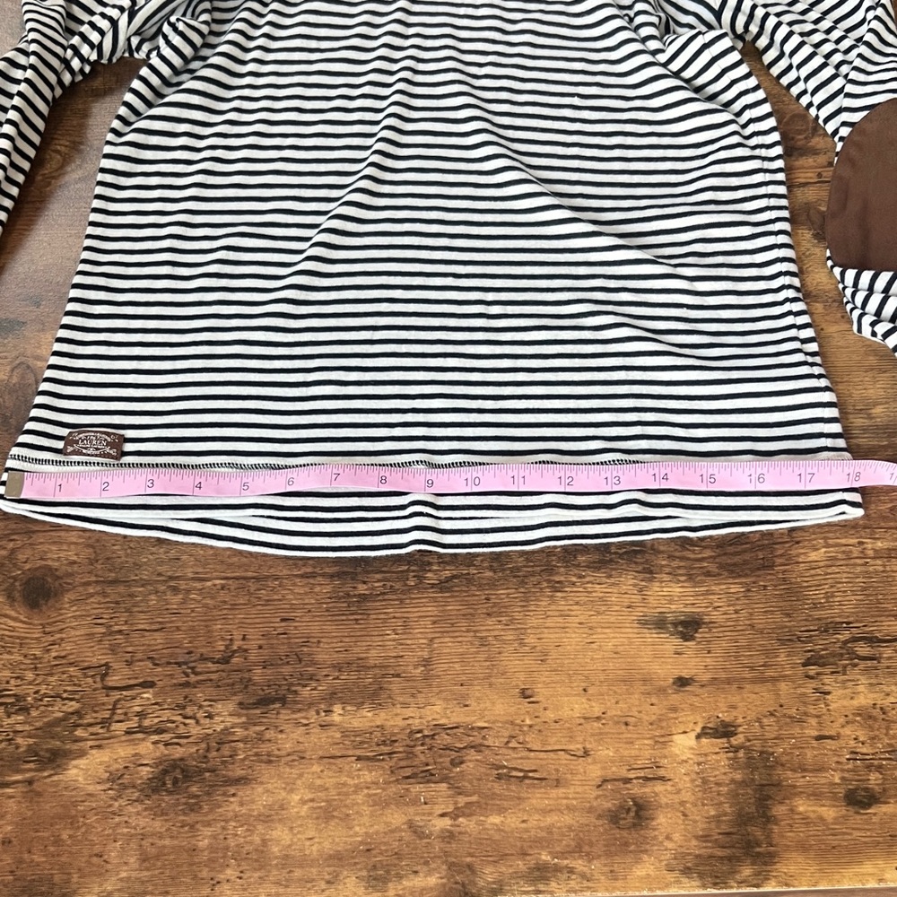Lauren Ralph Lauren Navy Striped Long Sleeve with Brown Patches - Picture 7 of 9